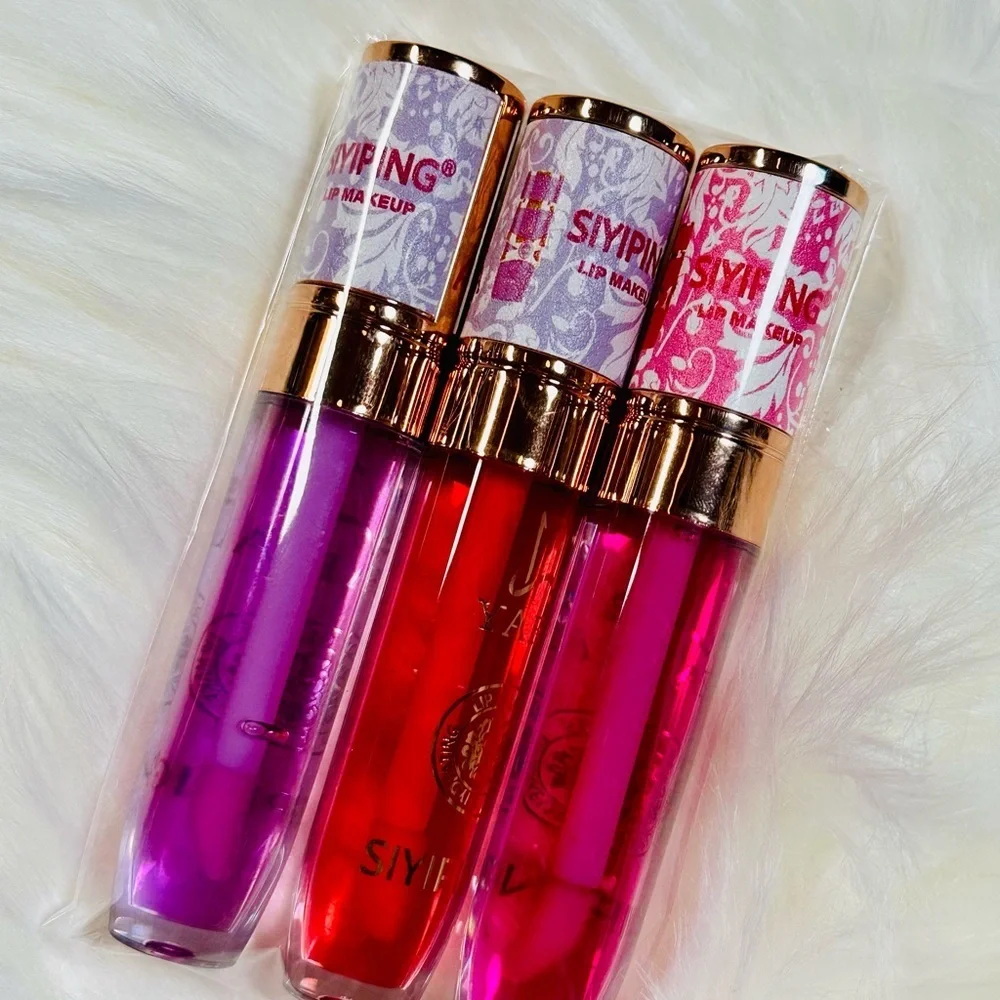 Siping Glossy Lip Balm Set - Purple, Red, Pink